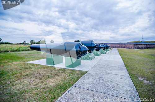 Image of cannons of Fort Moultrie on Sullivan's Island in South Carolina 