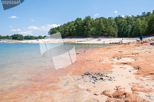 Image of Beautiful Mountain Lake Shoreline on a sunny Day