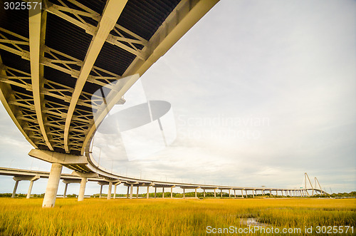 Image of elevated highway road and pillars 