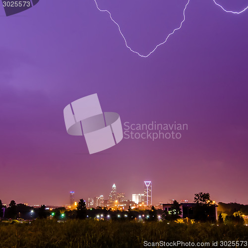 Image of lightning strikes over charlotte nc