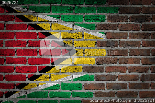 Image of Brick wall texture with flag