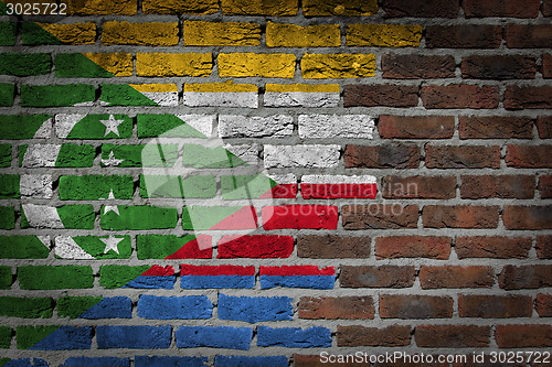 Image of Brick wall texture with flag