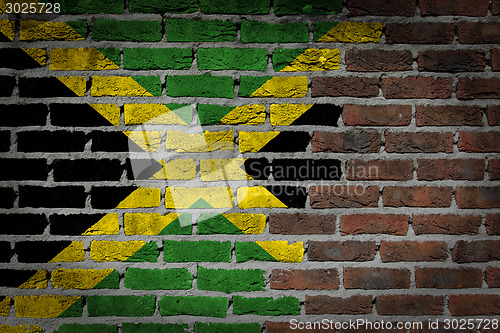 Image of Brick wall texture with flag