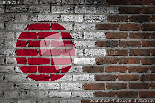 Image of Brick wall texture with flag