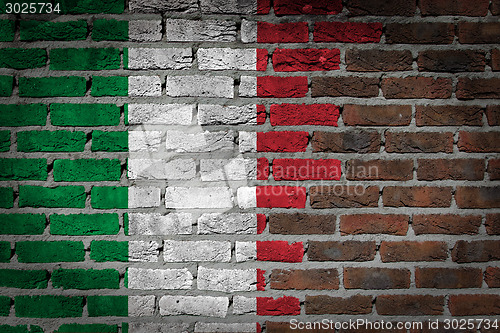 Image of Brick wall texture with flag