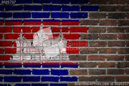 Image of Brick wall texture with flag