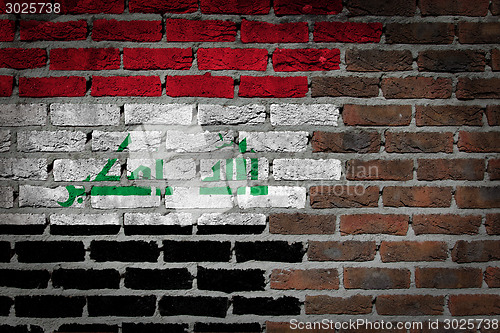 Image of Brick wall texture with flag