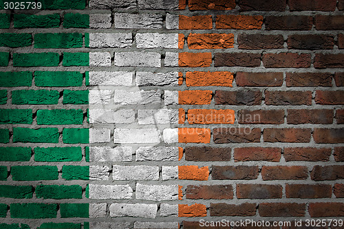 Image of Brick wall texture with flag