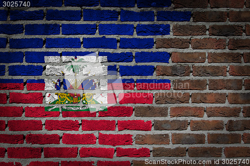 Image of Brick wall texture with flag