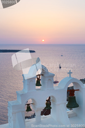 Image of Bell tower in Oia, Santorini island, Greece.