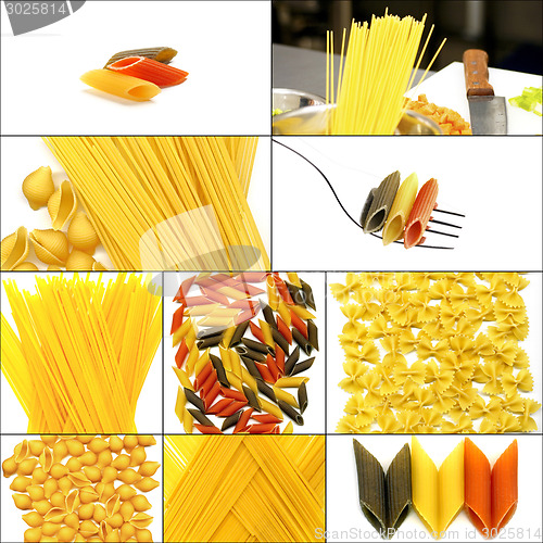 Image of various type of Italian pasta collage