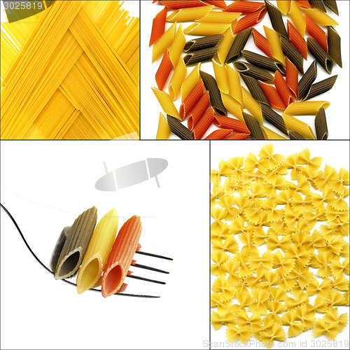 Image of various type of Italian pasta collage