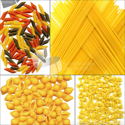 Image of various type of Italian pasta collage