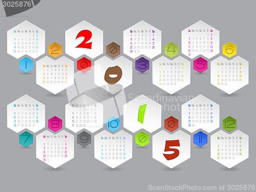 Image of Abstract hexagon shaped 2015 calendar