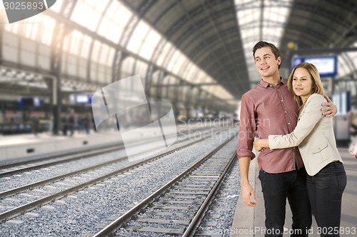 Image of Train station couple