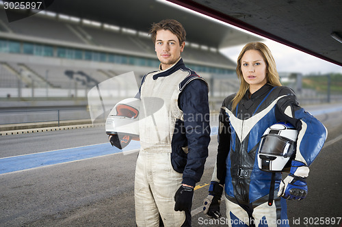 Image of Drivers in the pit lane