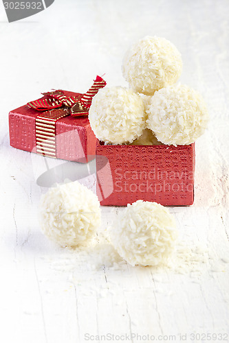 Image of Coconut snowball truffles in the gift box