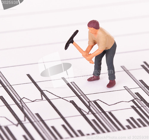 Image of Miniature worker working on a graph