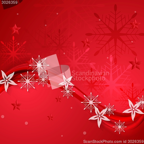 Image of Abstract red wavy Christmas background