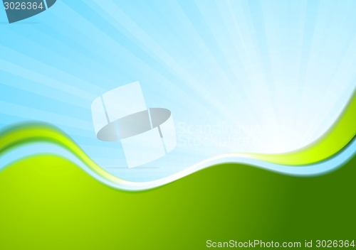Image of Blue and green wavy abstract background