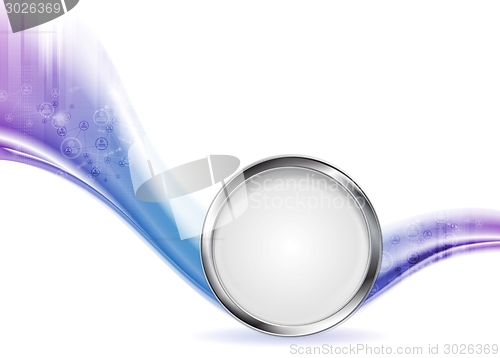 Image of Tech bright wavy background with metal circle