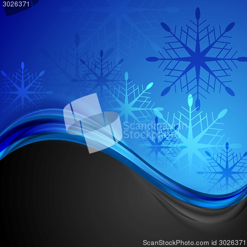 Image of Abstract dark blue wavy Christmas background