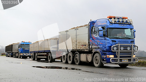 Image of Two Scania Trucks Haul Sugar Beet