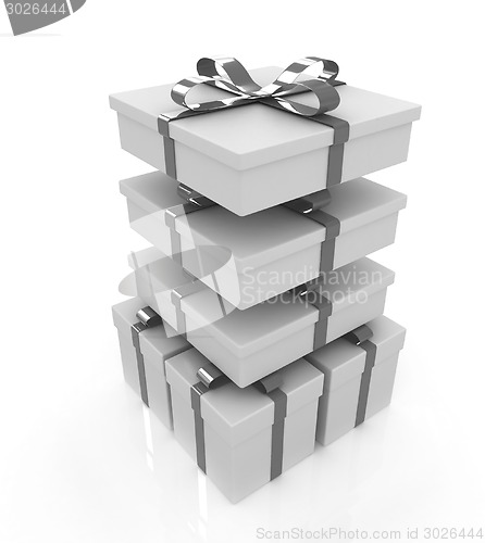 Image of Gifts with ribbon on a white background