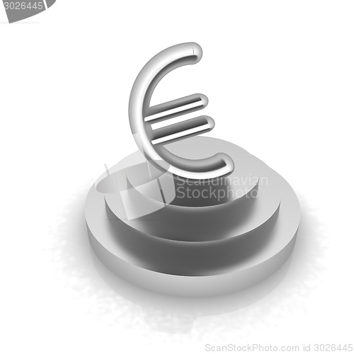 Image of Euro sign on podium. 3D icon