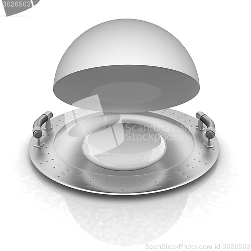 Image of drop on restaurant cloche isolated on white background 