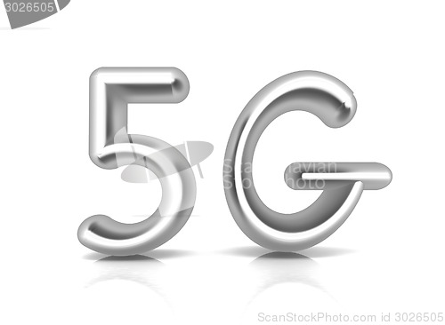 Image of 5g modern internet network. 3d text 