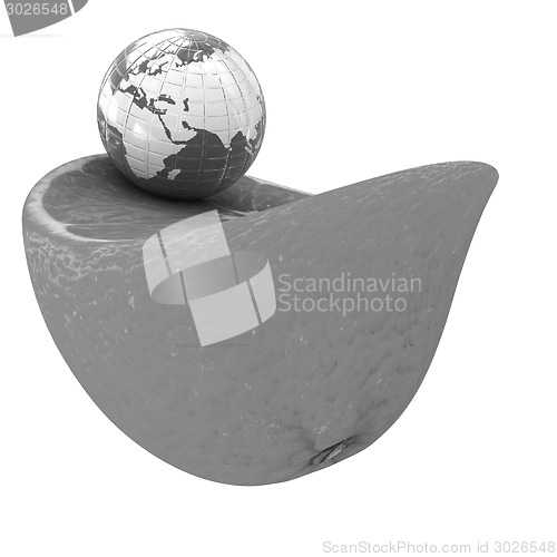 Image of Earth and orange fruit. Creative conceptual image. 