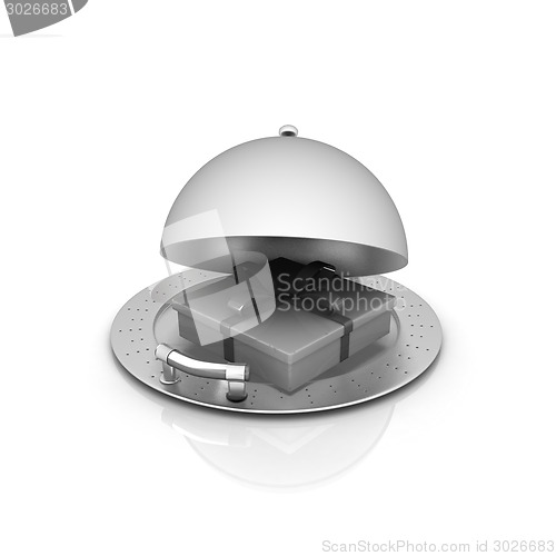 Image of Illustration of a luxury gift on restaurant cloche
