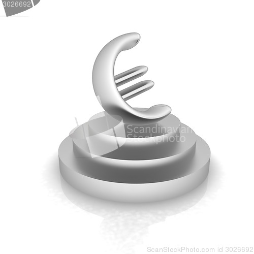 Image of Euro sign on podium. 3D icon