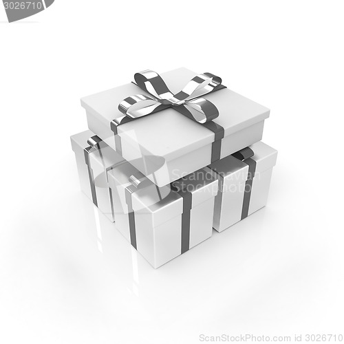 Image of Gifts with ribbon on a white background