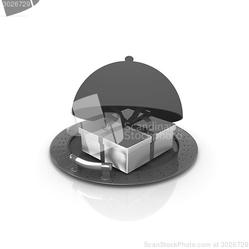 Image of Illustration of a luxury gift on restaurant cloche