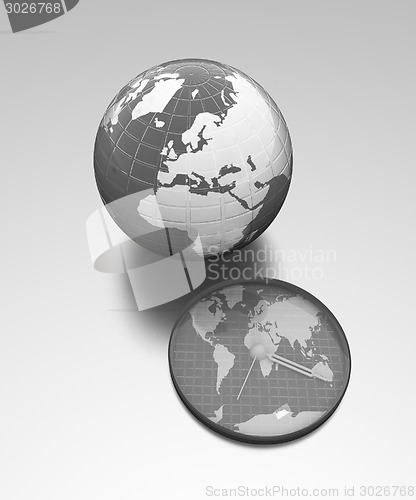 Image of Clock of world map and earth