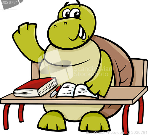 Image of turtle raising hand cartoon illustration