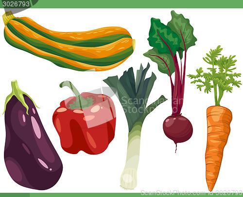 Image of vegetables cartoon set illustration