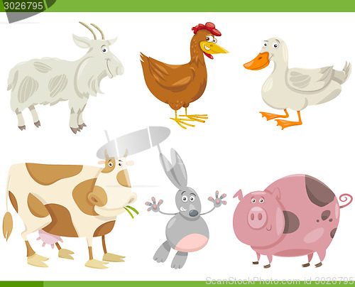 Image of farm animals cartoon set illustration