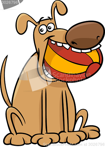 Image of dog with ball cartoon illustration
