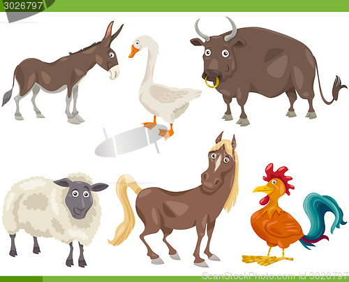 Image of farm animals cartoon set illustration