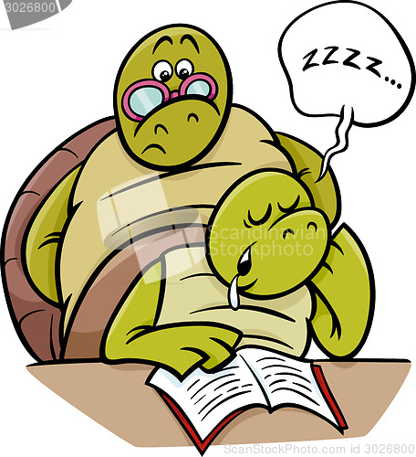 Image of sleeping turtle on lesson cartoon