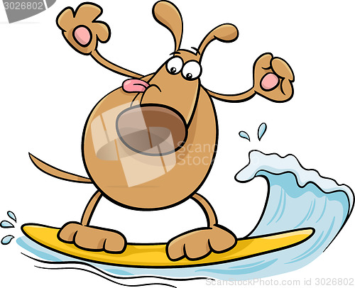 Image of surfing dog cartoon illustration