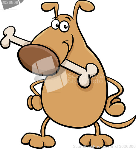 Image of dog with bone cartoon illustration