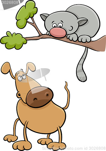 Image of dog and cat cartoon illustration