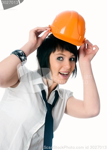 Image of Funny girl in helmet