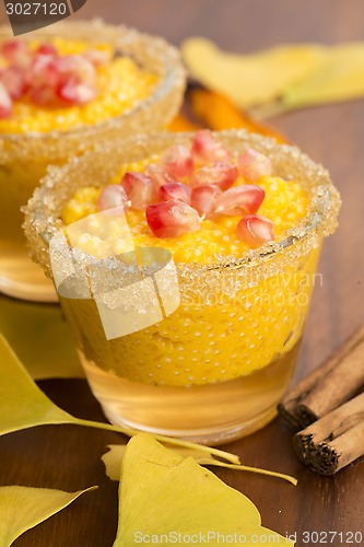 Image of pumpkin pudding with tapioca pearls