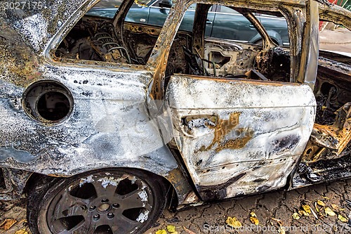 Image of Completely burnt car