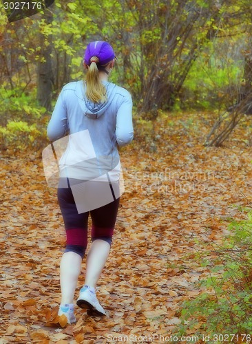 Image of Female jogger in   park